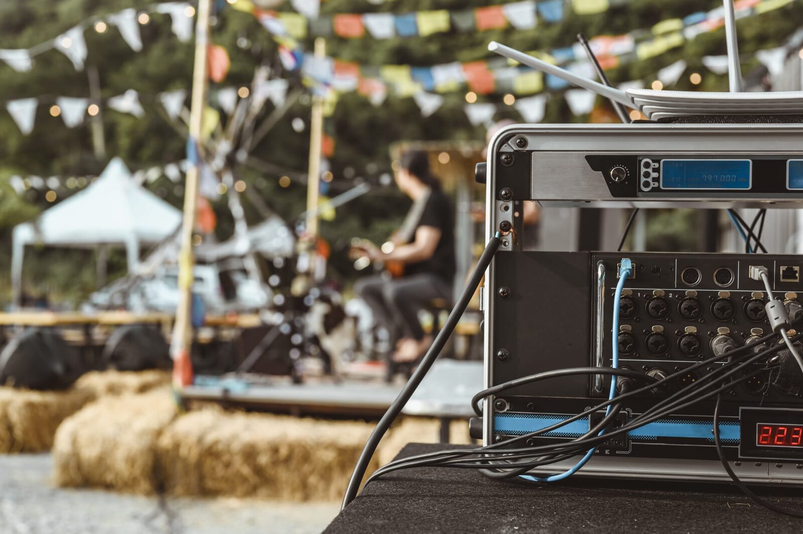 Outdoor stage rack at a live event